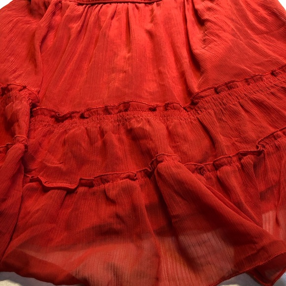 Abercrombie & Fitch Red tiered Mini Skirt Elastic waist Medium - Picture 13 of 14